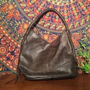 Lucky Brand 100% Leather Small Fringe Hobo Bag